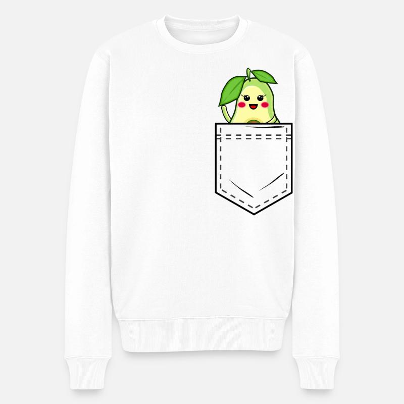 Hemdtasche mit süßer Avocado - Männer Premium Bio Pullover - Weiß