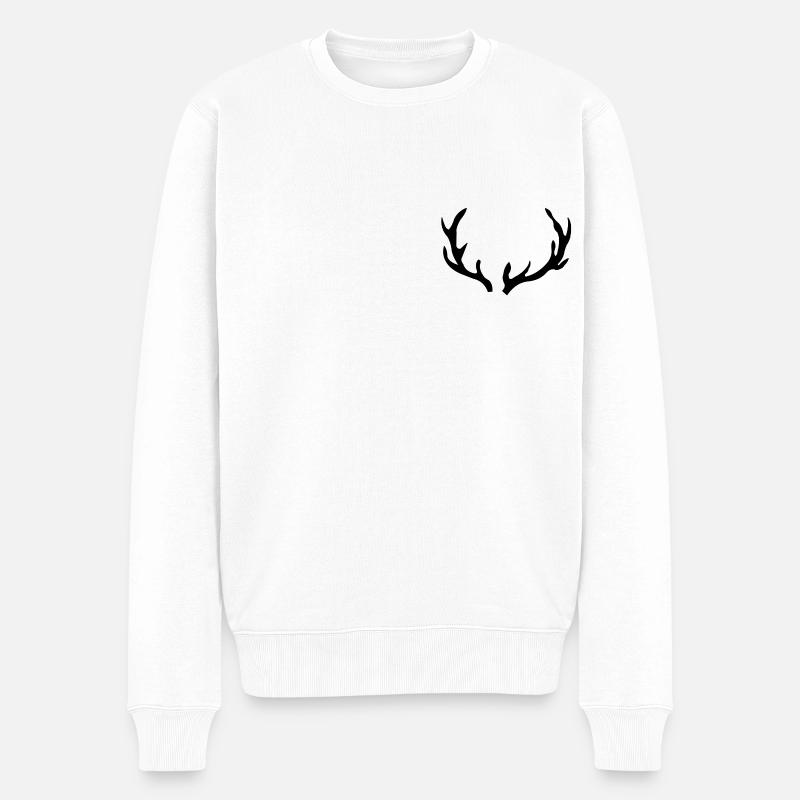 Geweih Hirsch Jagen Wald - Männer Premium Bio Pullover - Weiß
