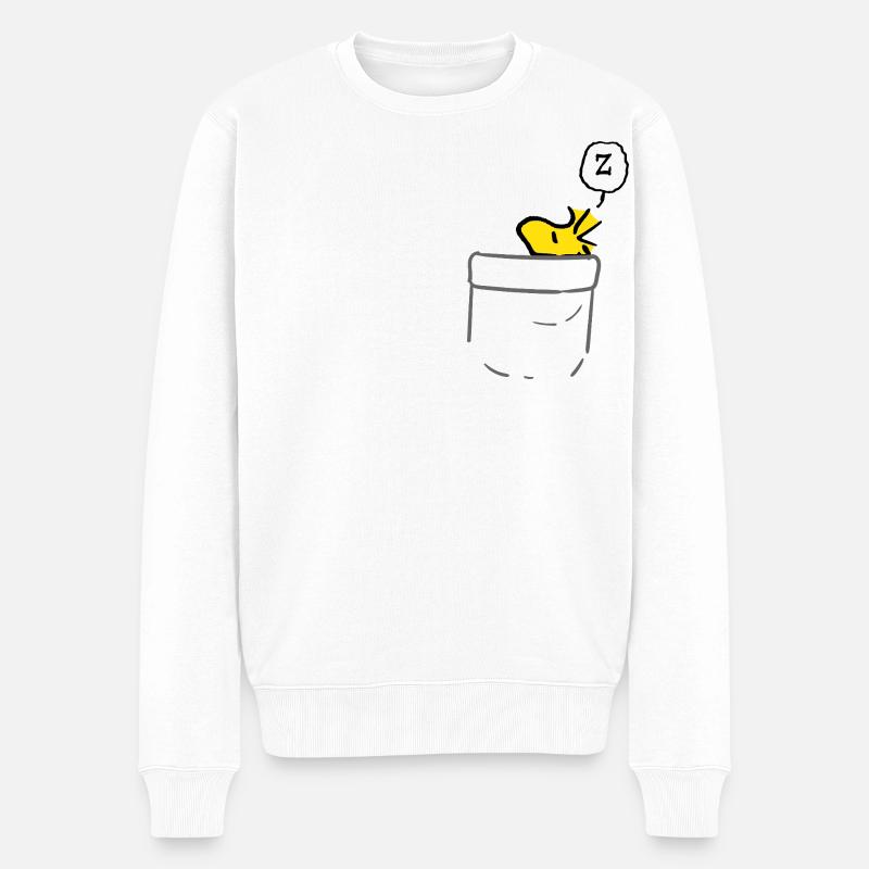 Peanuts Design Mit Schlafendem Woodstock - Männer Premium Bio Pullover - Weiß