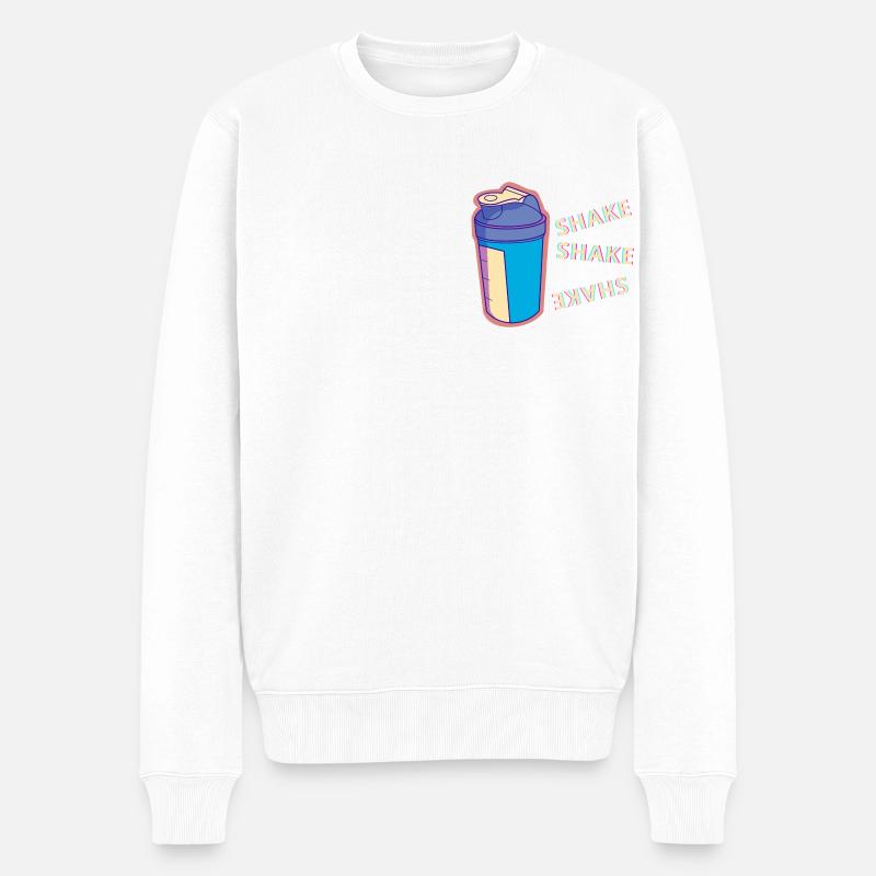 Buntes Shaker T-Shirt, Retro und Elektro - Männer Premium Bio Pullover - Weiß