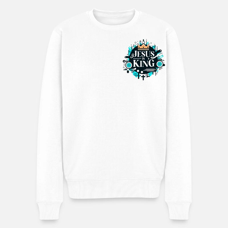 Jesus ist König - Männer Premium Bio Pullover - Weiß
