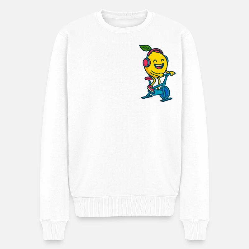 Fröhliche Zitrone - Männer Premium Bio Pullover - Weiß