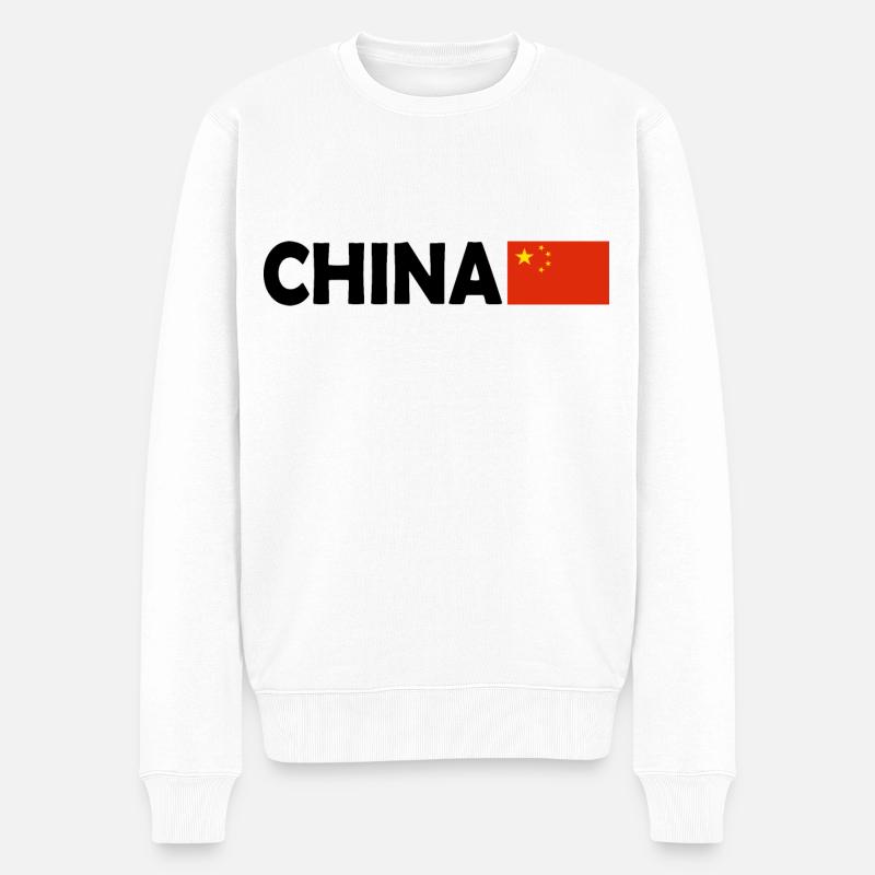 China - Männer Premium Bio Pullover - Weiß