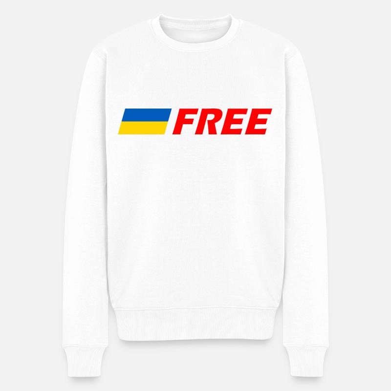 Ukraine - Männer Premium Bio Pullover - Weiß