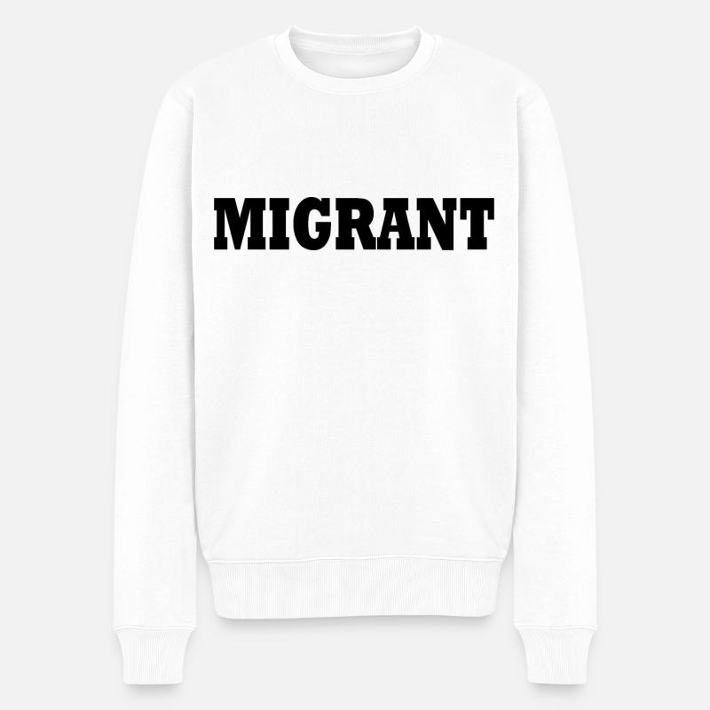 Migrant - Männer Premium Bio Pullover - Weiß