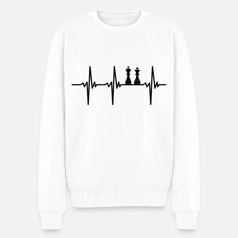 Heartbeat pour les joueurs d’échecs - Pull Premium bio Homme - blanc