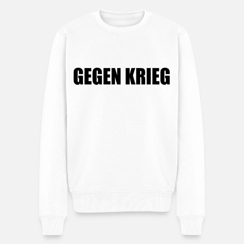 Gegen krieg - Männer Premium Bio Pullover - Weiß
