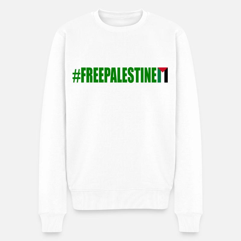 Free palestine - Männer Premium Bio Pullover - Weiß