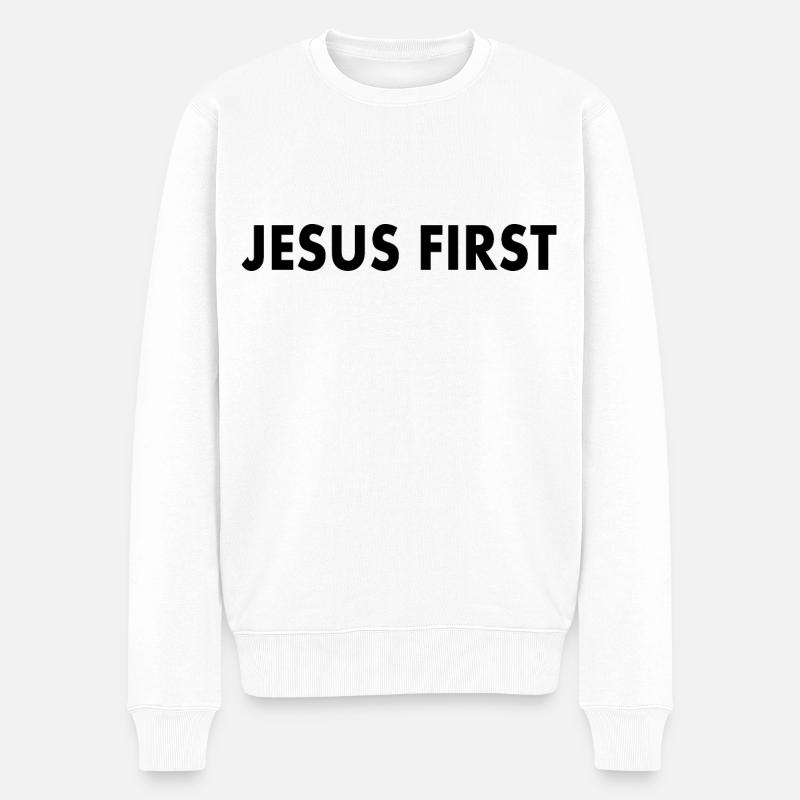 Jesus first - Pull Premium bio Homme - blanc