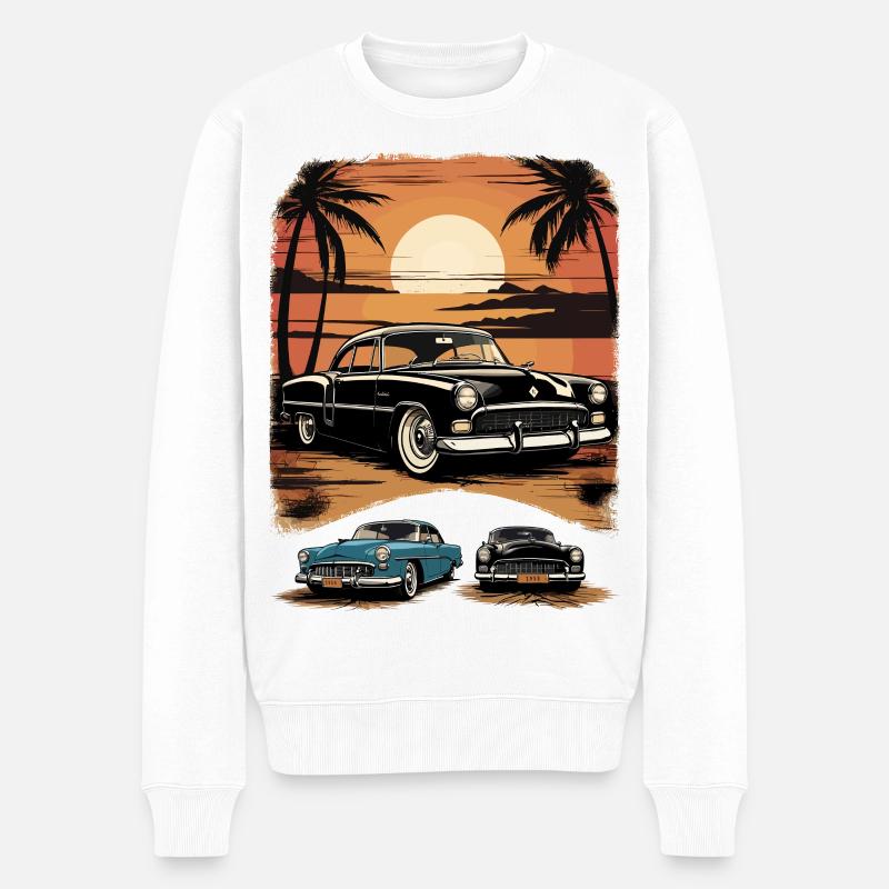 Voitures de collection 1950 - Pull Premium bio Homme - blanc