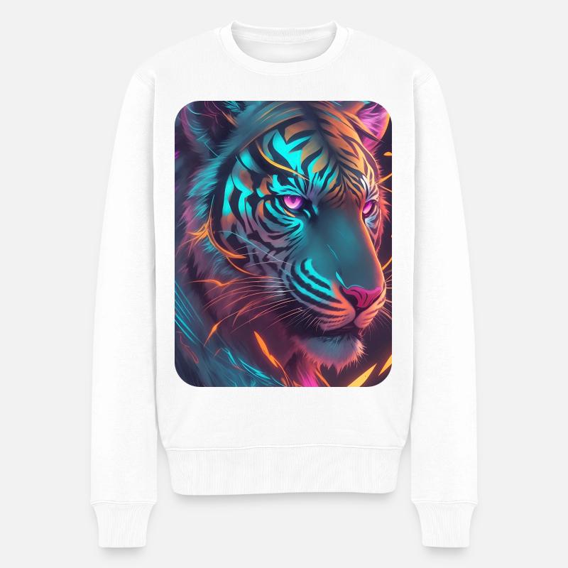 Néon Tiger Thème Lucid - Pull Premium bio Homme - blanc