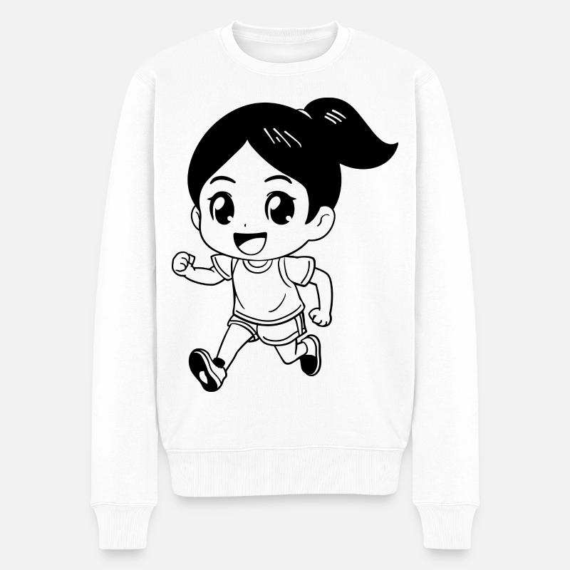 Läuferin Cartoon Look - Männer Premium Bio Pullover - Weiß