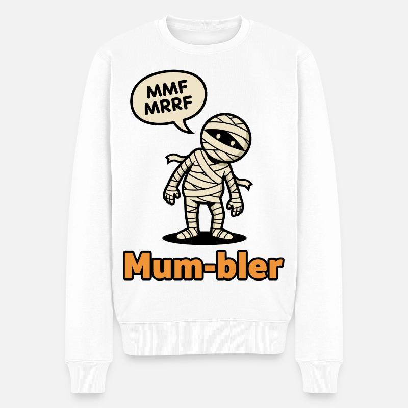 Mumienfigur mit Sprechblase - Männer Premium Bio Pullover - Weiß