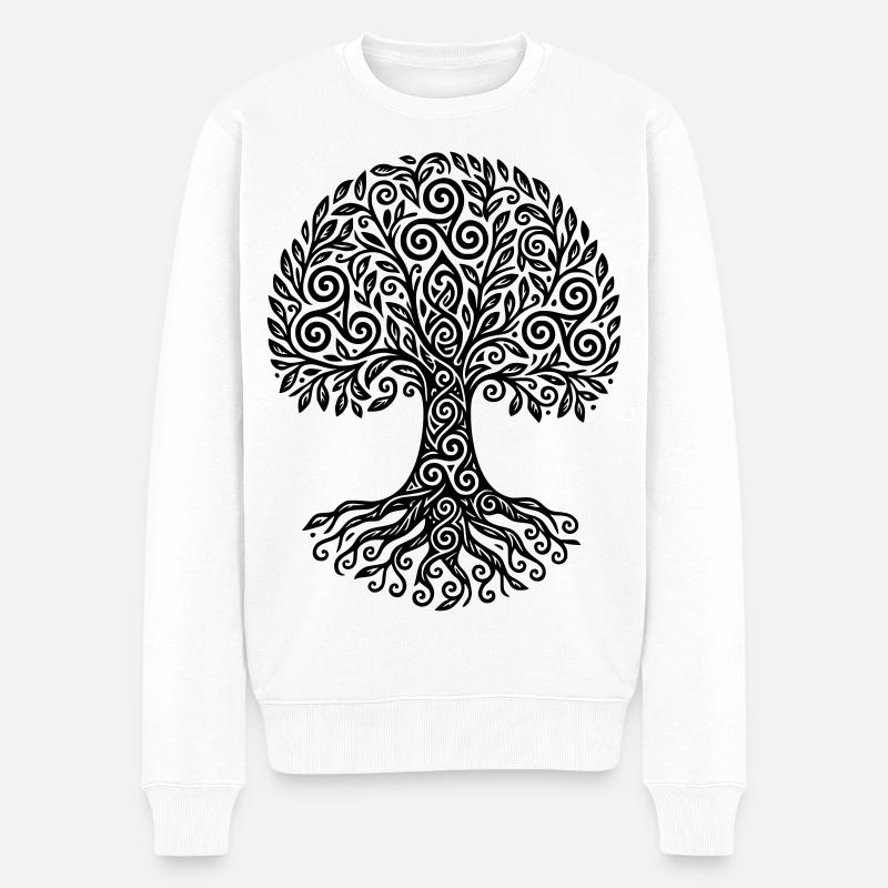 Triskel-Baum des Lebens - Männer Premium Bio Pullover - Weiß