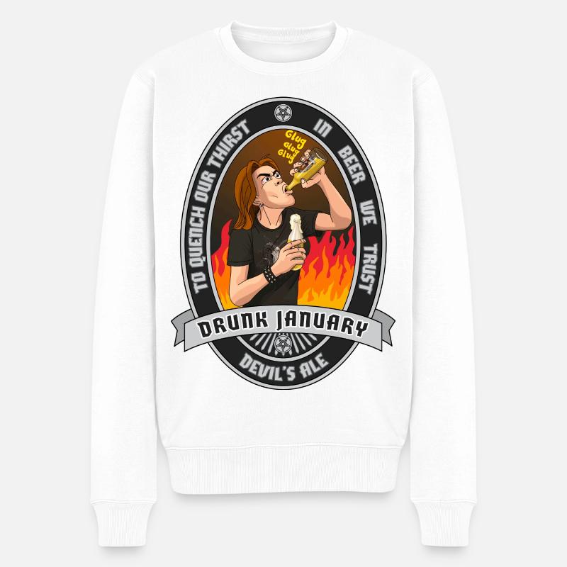 Betrunkener Januar - Männer Premium Bio Pullover - Weiß