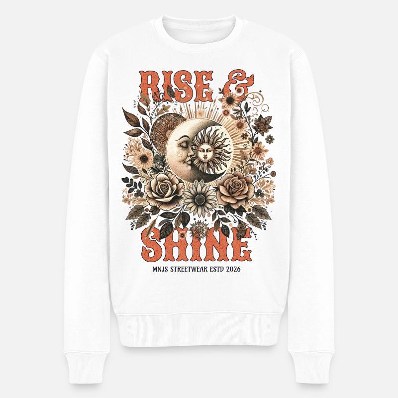 Rise & Shine Blütenmond - Männer Premium Bio Pullover - Weiß