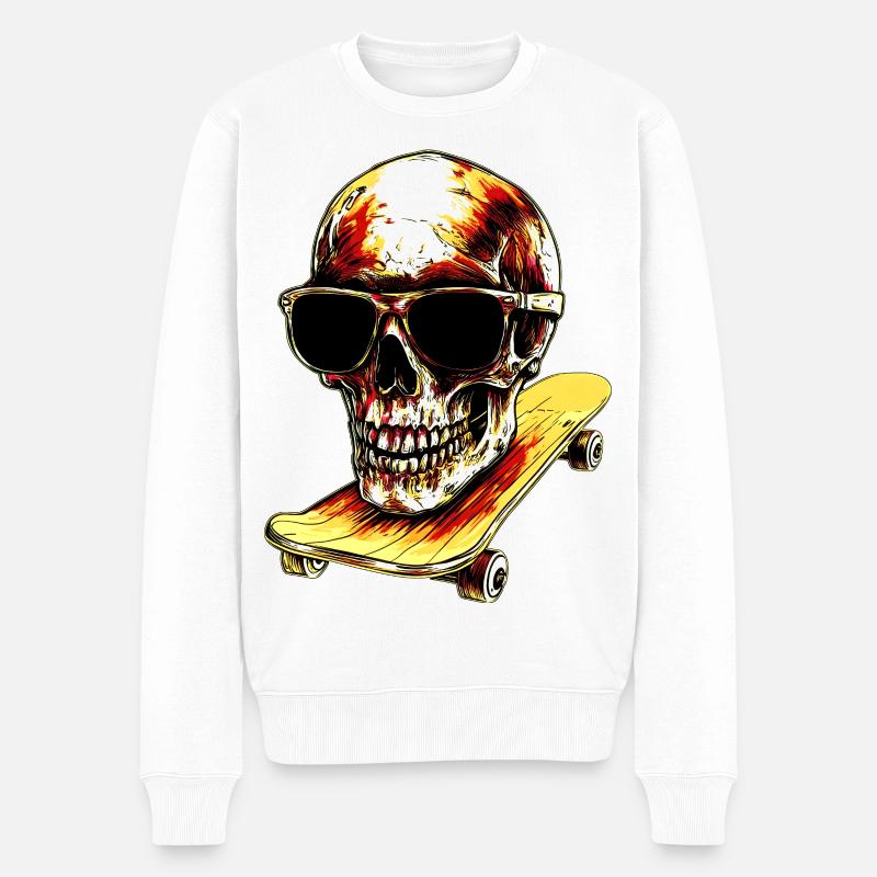 Skull Skateboarder - Økologisk premium-sweatshirt til mænd - hvid