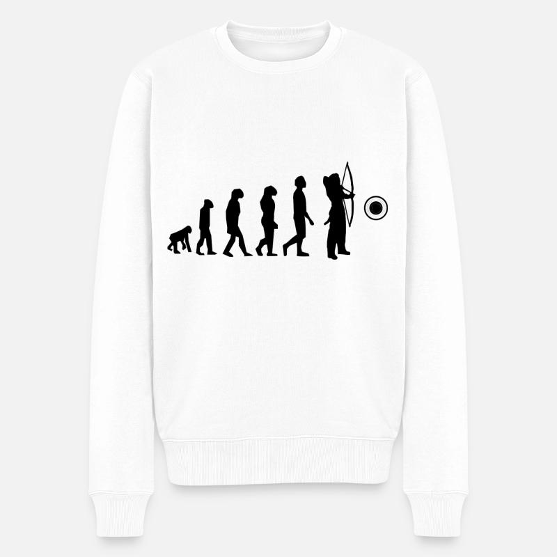 Evolution des Bogenschießens - Männer Premium Bio Pullover - Weiß