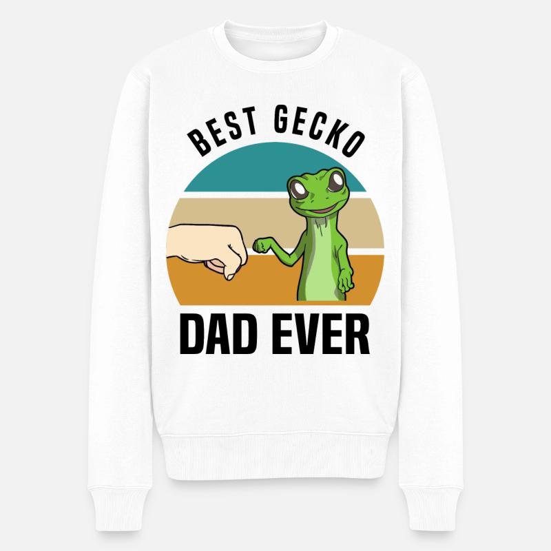Gecko Liebhaber - Männer Premium Bio Pullover - Weiß