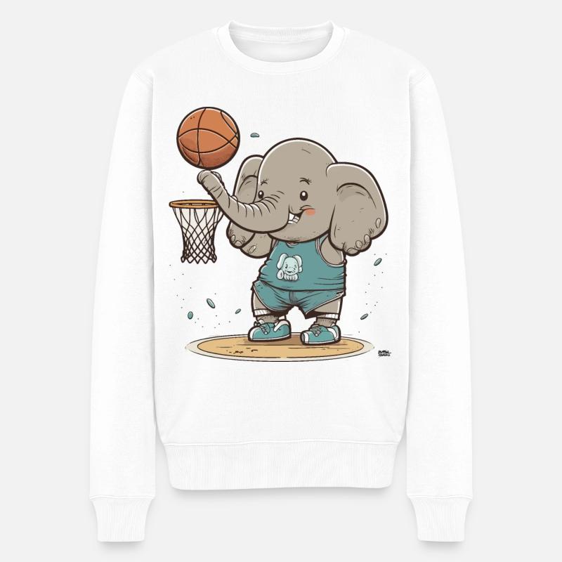 Éléphant de basket-ball - Pull Premium bio Homme - blanc