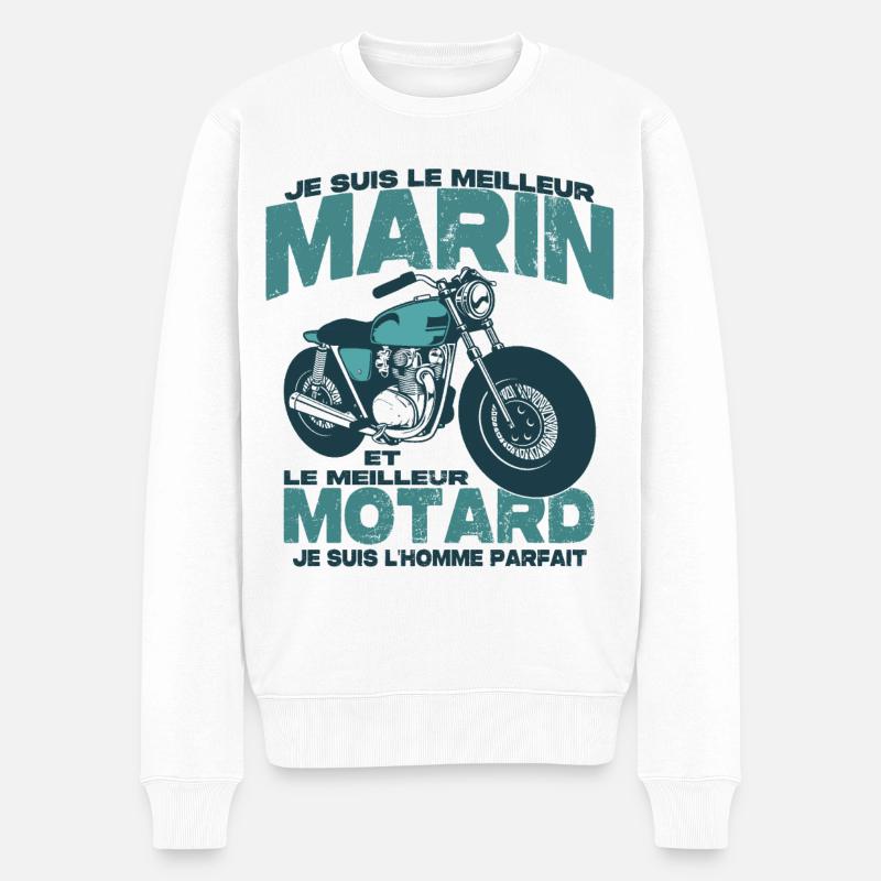 Le meilleur motard et le meilleur marin - Pull Premium bio Homme - blanc