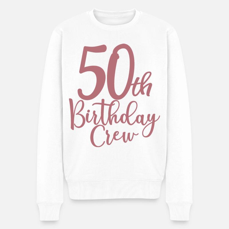 50th Birthday Crew B-day Party Squad 50 Jahre alt - Männer Premium Bio Pullover - Weiß
