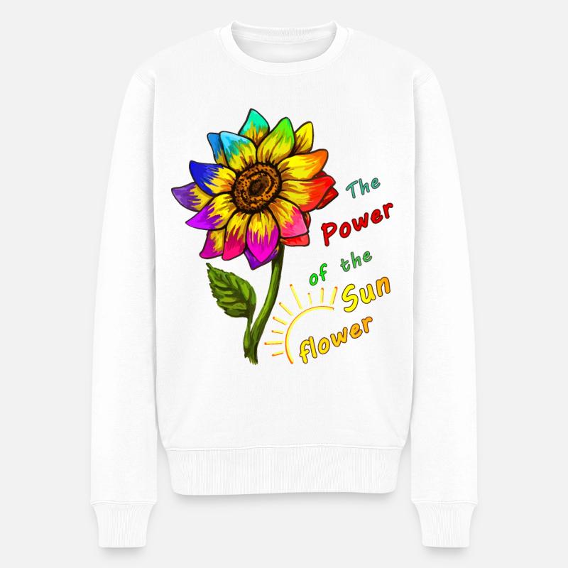 Sonnenblume - Männer Premium Bio Pullover - Weiß