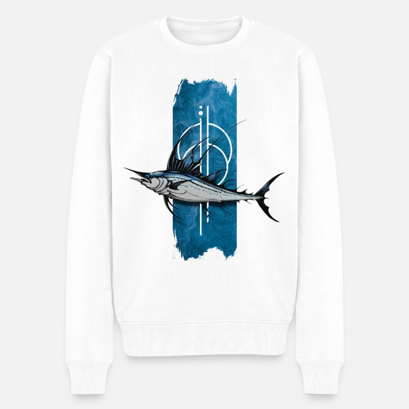 Pilier de l’océan : Marlin Majesty - Pull Premium bio Homme - blanc