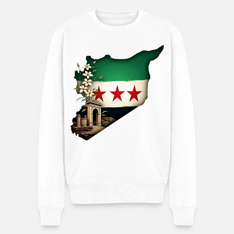 freie Syrien - Männer Premium Bio Pullover - Weiß