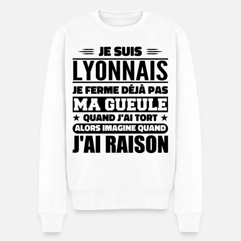Humour Lyonnais je ne ferme pas ma gueule - Pull Premium bio Homme - blanc