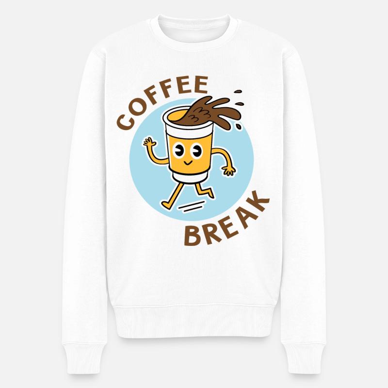 coffee break - Pull Premium bio Homme - blanc