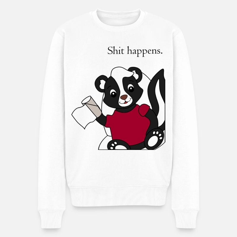 Stinktier Pixie Shit happens - Männer Premium Bio Pullover - Weiß