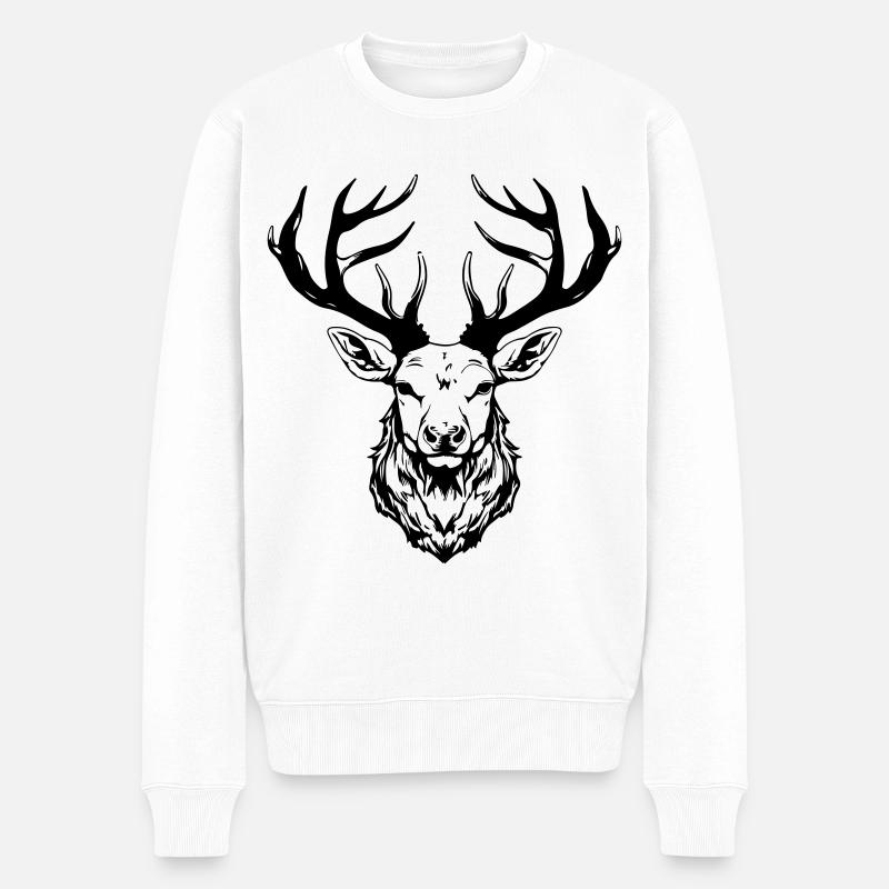 Tête de cerf - Pull Premium bio Homme - blanc