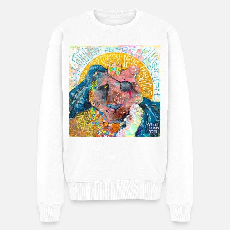 Pilgernder Löwe - Männer Premium Bio Pullover - Weiß