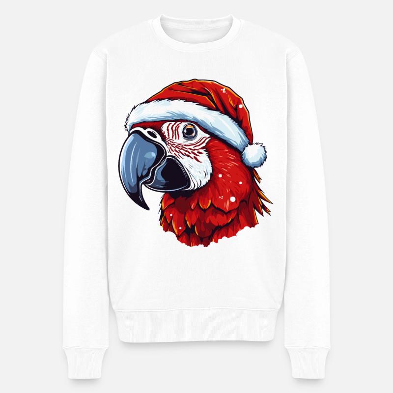 Papagei Weihnachten Tier Kopf - Männer Premium Bio Pullover - Weiß