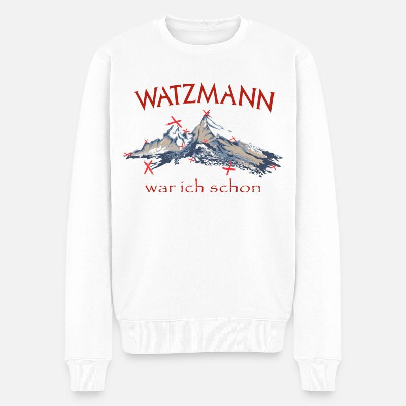 Berg Watzmann Bergsteiger Tour Ausflug Wandern - Männer Premium Bio Pullover - Weiß