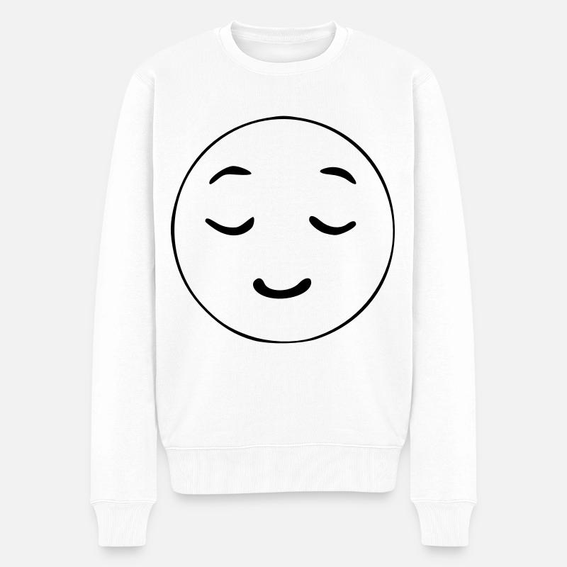 Emoji entspannt Skizze schwarz - Männer Premium Bio Pullover - Weiß