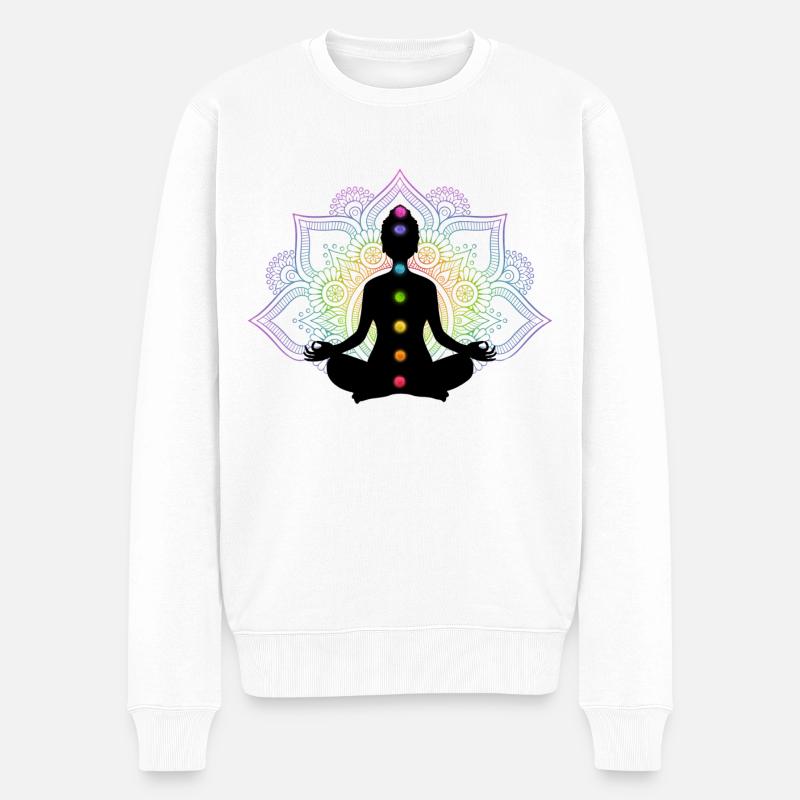 Chakra Meditation - Männer Premium Bio Pullover - Weiß