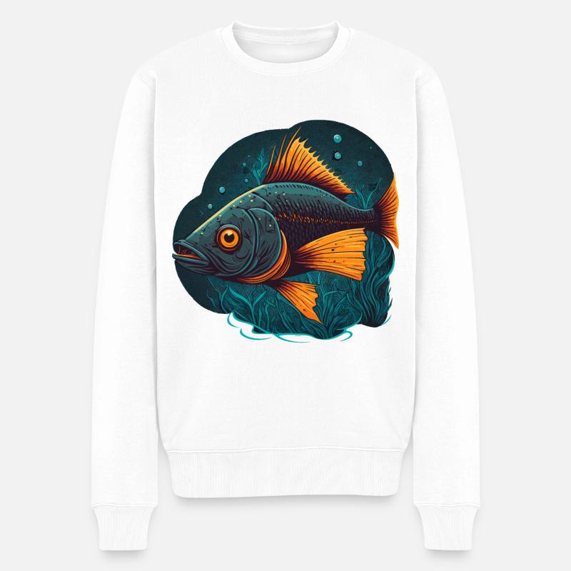 Hässlicher Fisch - Männer Premium Bio Pullover - Weiß