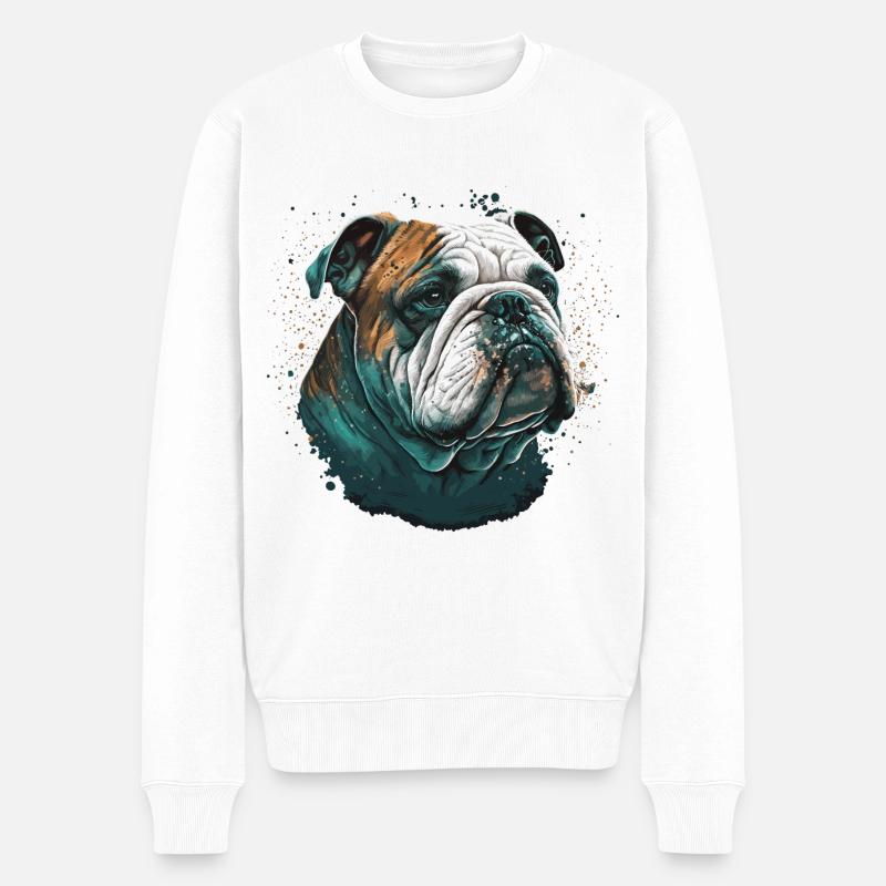 Bulldogge Ausdruck - Männer Premium Bio Pullover - Weiß