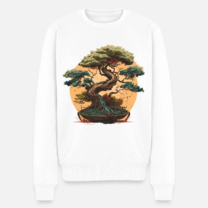 Atemberaubender Zwergbaum - Männer Premium Bio Pullover - Weiß