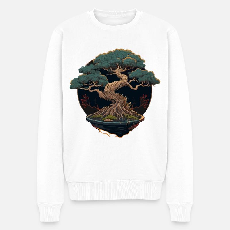 Kultivierter Bonsai-Baum - Männer Premium Bio Pullover - Weiß