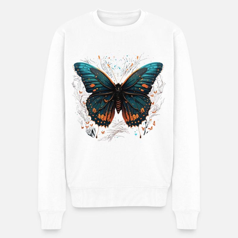 Schmetterlingsfarben - Männer Premium Bio Pullover - Weiß