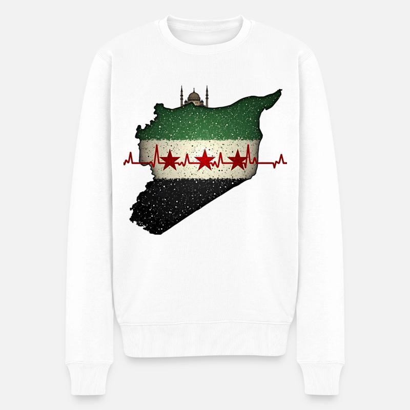 freie Syrien - Männer Premium Bio Pullover - Weiß