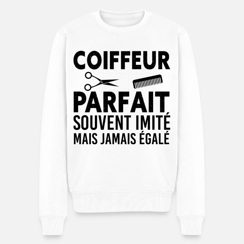 Humour Pour Coiffeur - Pull Premium bio Homme - blanc