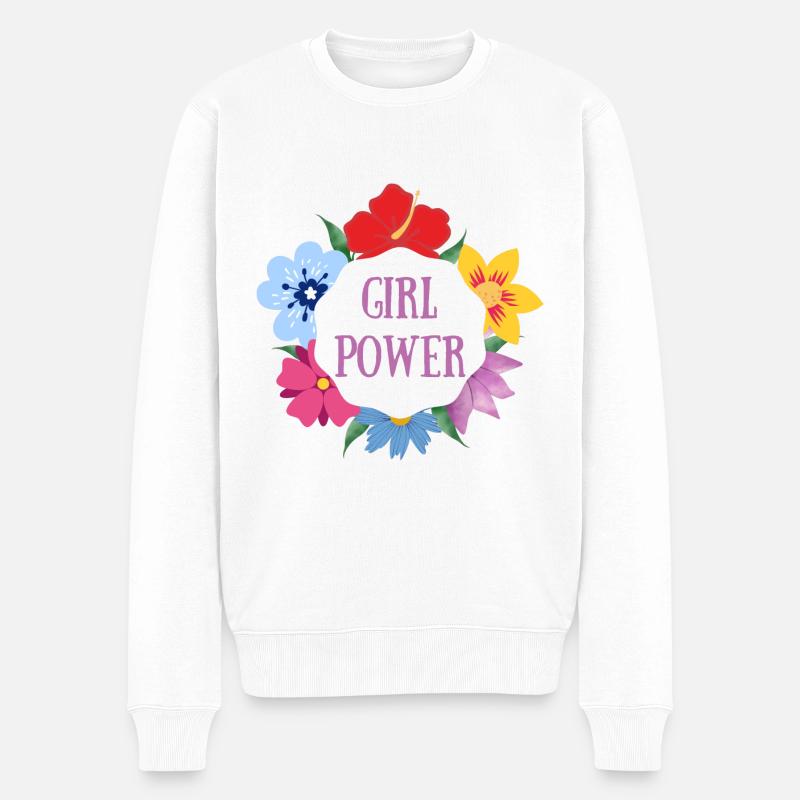 Frauenpower - Männer Premium Bio Pullover - Weiß