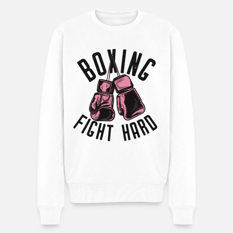 boxing fight hard - Pull Premium bio Homme - blanc