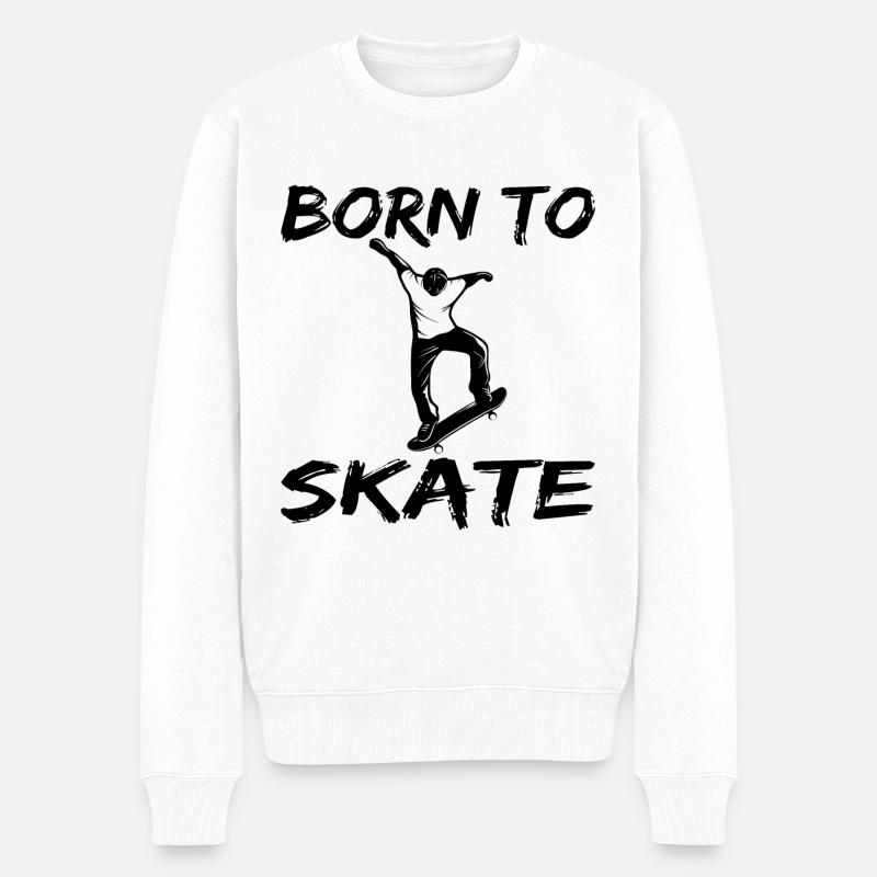 born to skate, skateboard - Männer Premium Bio Pullover - Weiß