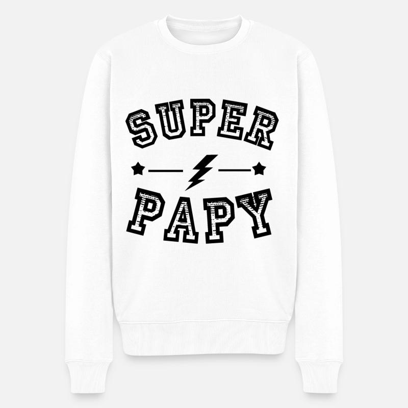 Super papy - Pull Premium bio Homme - blanc