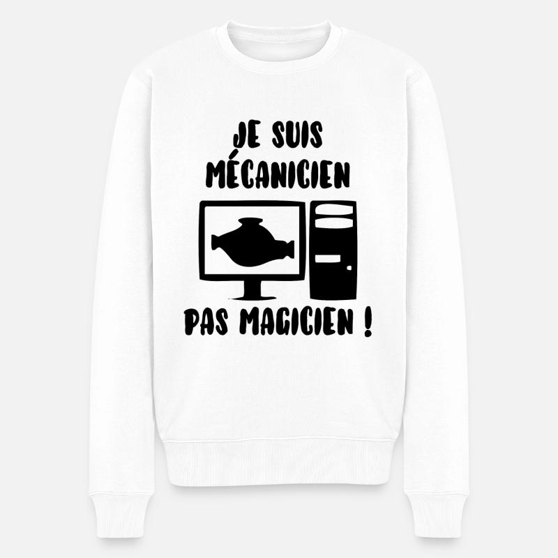 Mécanicien pas magicien - Pull Premium bio Homme - blanc